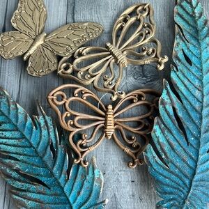 HOMCO Butterflies & Metal Leaves Made in USA